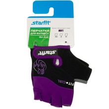 Перчатки для фитнеса STARFIT SU-113 черные фиолетовые серые р.M