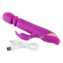 Orion Фиолетовый вибратор с клиторальным стимулятором Julie Lovetoys - 21,5 см. (фиолетовый)