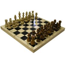 Шахматы Обиходные деревянные фигурки с доской 290х145мм