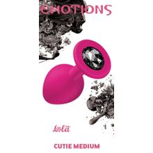 Средняя розовая анальная пробка Emotions Cutie Medium с чёрным кристаллом - 8,5 см. Черный