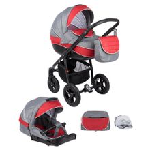 Коляска Adamex NEONEX серый+молочный+красный TIP9C
