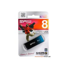 Внешний накопитель 8GB USB Drive &lt;USB 2.0&gt; Silicon Power Ultima U1 metal Blue