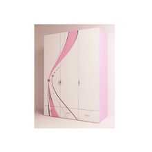 Шкаф 3Д для девочек (адвеста) (Цвет: Розовый с белой полосой)