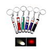 Фонарь светодиодный + лазерная указка брелок (1 LED+1 Laser) коробка 24 штуки