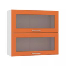 Моби Сандра шкаф навесной 800 гориз. 2 витрины манго ID - 310936