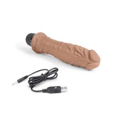 PowerCocks Кофейный вибратор-реалистик 8  Girthy Realistic Vibrator - 24,5 см. (кофейный)