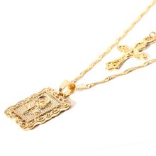 Многослойное колье "Крест и цветы" (арт. 81028-2)