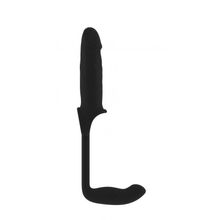 Shots Media BV Чёрная насадка с анальным стимулятором Stretchy Penis Exten and Plug No.34 (черный)
