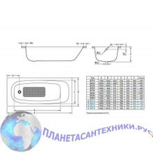 Стальная ванна BLB UNIVERSAL  HG 170x70 B70H 3.5 с отверстиями для ручек