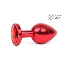 Anal Jewelry Plug Коническая красная анальная втулка с красным кристаллом - 7 см. (красный)