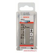 Bosch Набор 10 сверл по металлу HSS-G 4,7 мм DIN 338 (2608585489 , 2.608.585.489)