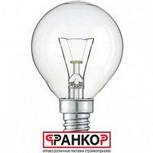 Лампа накал. Philips P45 25W E14 CL (миньон) шарик прозрачный