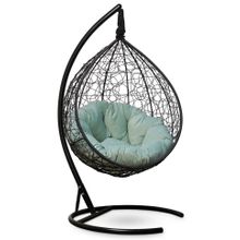 Кресло кокон подвесное SEVILLA VERDE VELOUR черное + каркас