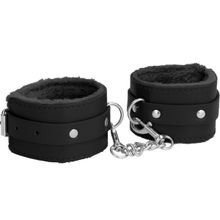 Shots Media BV Черные поножи Plush Leather Ankle Cuffs (черный)