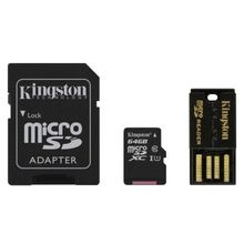 Карта памяти MicroSD 64Gb Kingston MBLY10G2 64GB {MicroSDHC Class 10 UHS-I, SD adapter, USB-reader}