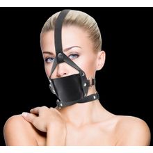 Shots Media BV Чёрный кожаный кляп Leather Mouth Gag