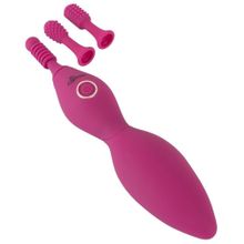 Orion Ярко-розовый клиторальный вибратор с 3 насадками Spot Vibrator with 3 Tips - 17,9 см. (ярко-розовый)