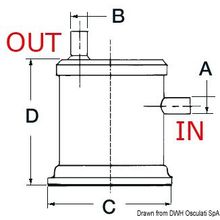 Osculati Fiberglass silencer unloading lateral 76 mm, 51.159.04