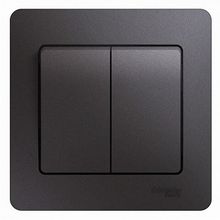 Выключатель 2-клавишный GLOSSA, скрытый монтаж, графит |  код. GSL001352 |  Schneider Electric