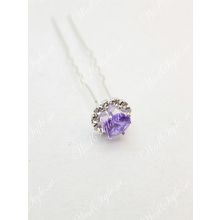 Шпильки на свадьбу фиолетовые Crystal Light со стразами и крупными кристаллами K011876