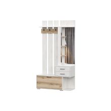 Модули SV-мебель Сканди Вешалка с зеркалом Зеркальная Сосна Санторини светлая   Дуб Делано светлая серия 2