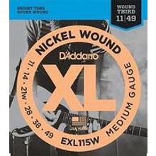 EXL115W XL NICKEL WOUND Струны для электрогитары Blues Jazz Rock 3rd Wound 11-49 D`Addario