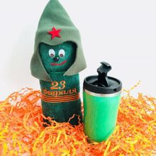 Набор на 23 февраля: полотенце солдатик и термокружка