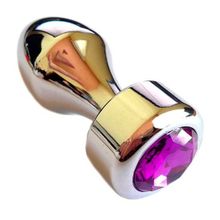 Анальная втулка с кристаллом Gold Butt Plug Purple 7,8 см