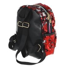 Рюкзак мини, 28x23x10см,ПЭ,1 отд,3 карм,2-сторонние пайетки декор со стразами,радуж.молнии,4 дизайна 4 дизайна
