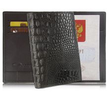 Обложка для паспорта из кожи крокодила, цвет: шоколад