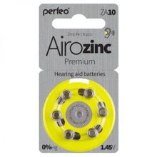 Батарейка Perfeo ZA10 6BL Airozinc Premium для слуховых аппаратов, 6 шт, блистер