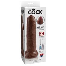 Pipedream Коричневый необрезанный фаллоимитатор на присоске 9  Uncut Cock - 25,4 см (коричневый)