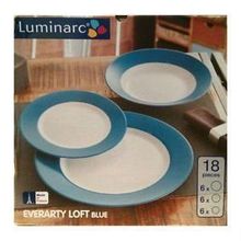 Столовый сервиз Luminarc EVERARTY LOFT BLUE 18 предметов 6 персон L3659