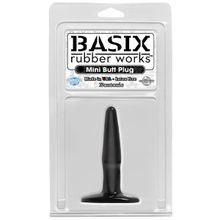 Pipedream Маленькая чёрная анальная пробка Basix Rubber Works Mini Butt Plug - 10,8 см. (черный)