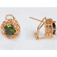 Серьги с перидотом "С лепестками"