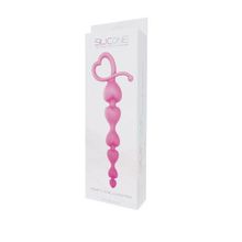 Toyz4lovers Розовая анальная цепочка с звеньями-сердечками HEARTY ANAL WAND SILICONE - 18 см.