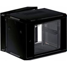 Шкаф настенный KRAULER KRC66515 19", 15U, 600x550x769мм, стеклянная дверь, 3-х секционный, в собранном виде, черный