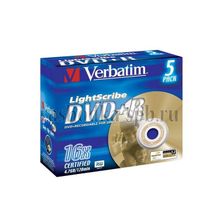 Диск Jewel case (box) DVD+R Verbatim 16x 4.7 Gb (5 шт) lightScribe