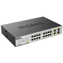 Коммутатор   D-Link  DES-1018P  18-port PoE Switch (8UTP 10 100Mbps PoE + 8UTP 10 100Mbps + 2Combo 1000BASE-T SFP)