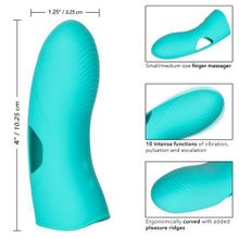 California Exotic Novelties Бирюзовая вибронасадка на палец Marvelous Tickler - 10,25 см. (бирюзовый)