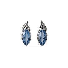 Серьги Миндаль из серебра 925 пробы, 398с_blue