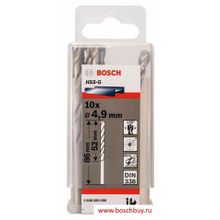 Bosch Набор 10 сверл по металлу HSS-G 4,9 мм DIN 338 (2608585490 , 2.608.585.490)