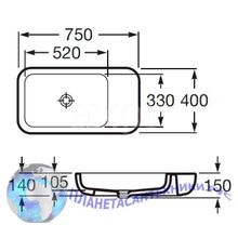 Раковина Акватон 7327655000 Khroma 75x40