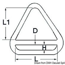 Osculati Triangle ring w bar 6x50 mm, 39.601.02
