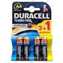 Батарейка Duracell LR06 (AA) (1,5V) Turbo Max блист-3+1