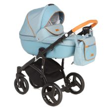 Коляска Adamex MASSIMO кожа голубая+голубой V23