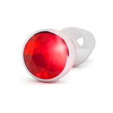Серебристая анальная пробка-ёлочка с красным кристаллом - 11,5 см. Красный