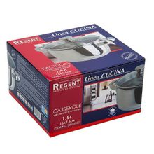 Кастрюля 1,5л со стеклянной крышкой и носиком Regent Inox Cucina 93-CU-02