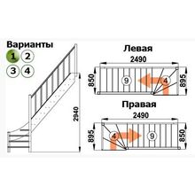 Лестница ЛС-07М 1 Л 13 ступеней (с поручнем), сосна