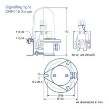 DHR Сигнальный огонь DHR DHR115 Xenon 115-90-3 белый 24 В 6 Вт для судов более 200 метров